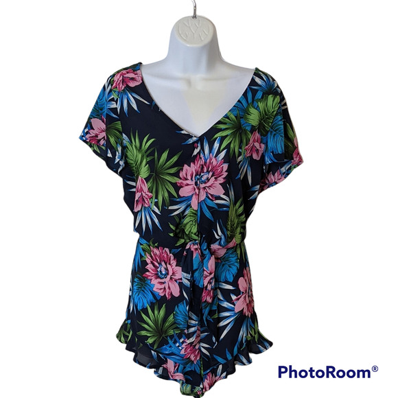 UMGEE Tropical One-Piece Jumpsuit Romper Shorts Size M - Picture 1 of 3